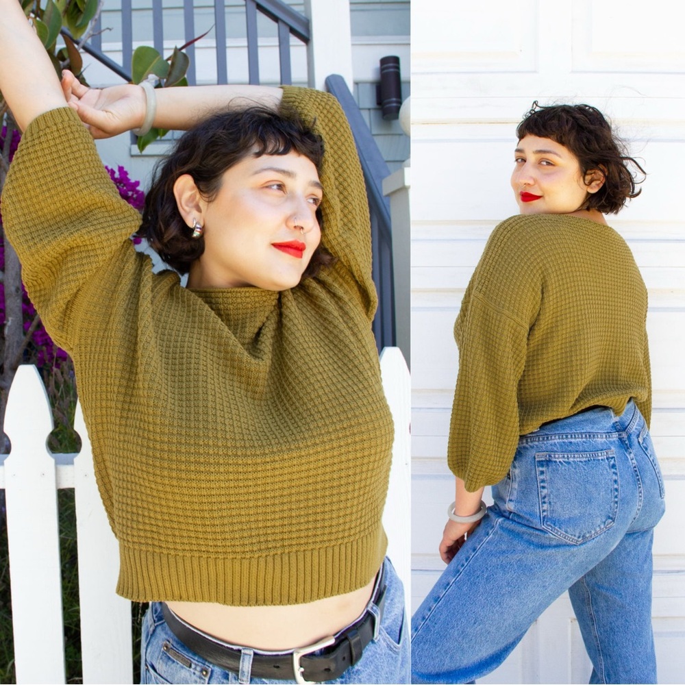 Curator SF Clove Sweater Knit Organic Cotton Balloon Sleeve S/M